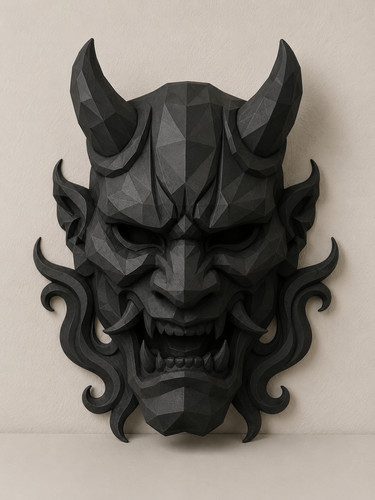 Geometric oni demon mask - oni,