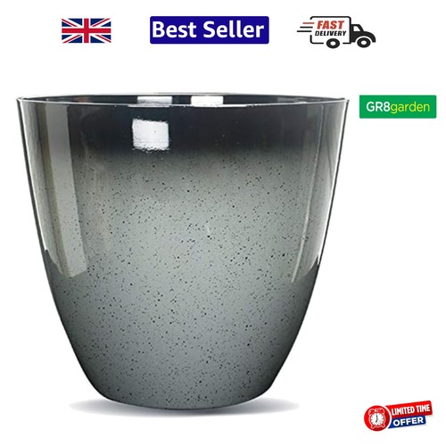Large grey glazed effect round - large,