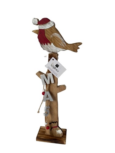 Wooden christmas robin - christmas,