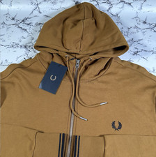 FRED PERRY Mens Dark Caramel Full Zip Hoodie SIZE 2XL BNWT Authentic J7536 S81