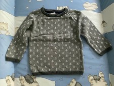 H&M Baby boys knitted jumper sweater 9-12m grey anchor