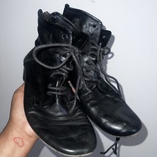 Marsell Women's Black Leather Round Toe Lace Up Ankle Boots Size 38