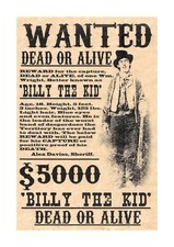 Billy The Kid Wanted Poster reproduction A4 picture poster choice of frame