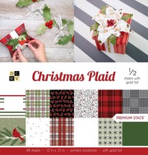 Christmas Plaid - DCWV 12x12 Premium Cardstock Stack - 48 sheets, half foiled