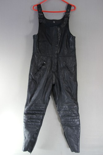 Black leather ladies biker - black,