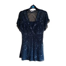 Petite Rocha John Rocha Grey Sequin Size 12 2 part Cruise, Party Top etc