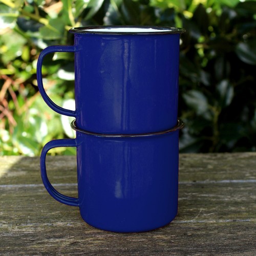 Set coloured enamel mugs - coloured,