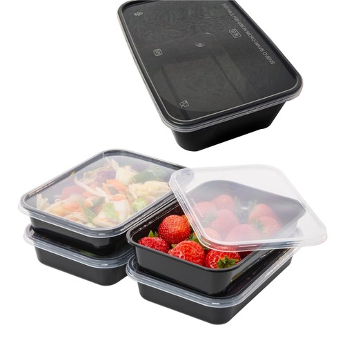 Black plastic food containers - food,