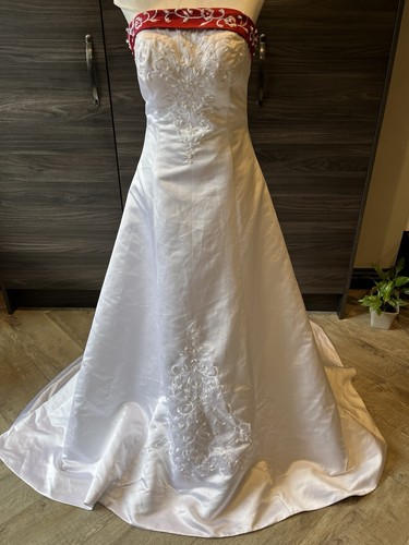 Wedding dress small white - dress, white/red