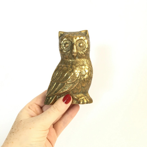 Vintage brass owl - vintage,
