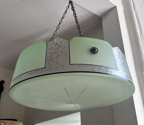 Green glass ceiling plaffonier - glass,