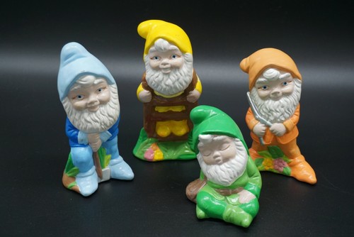 Vintage ceramic garden gnomes - ceramic,