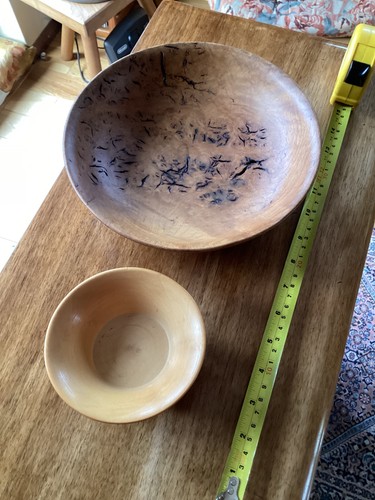 Pair hand turned wood - pair,