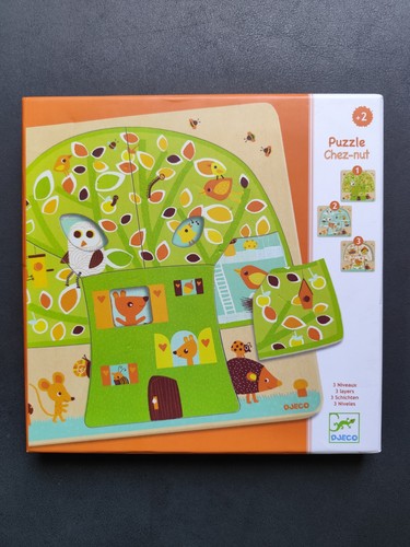 Djeco wooden puzzle - wooden, chez-nut