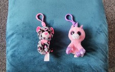 Two Ty Beanie Keyrings. Tasha and Unicorn.  Used, good condition.