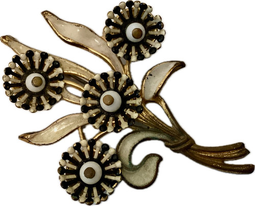 Antique brooch flowers - flowers, enamel