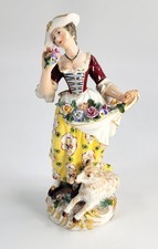 German Porcelain Figure, Shepherdess, Chelsea-Derby Style, c.1890