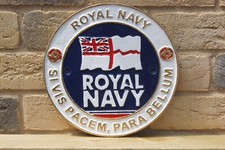 Royal Navy Moto Aluminium Round Wall Plaque 23cm Diameter - FREE DELIVERY