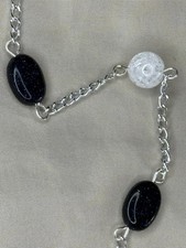 30” Blue Sandstone and Crackle Quartz Station Necklace