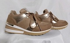 Dune wedge trainers 5 gold