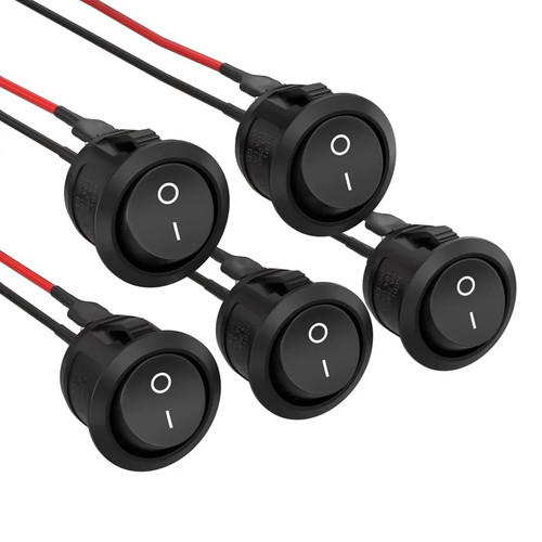5pcs mini round rocker switch - round,