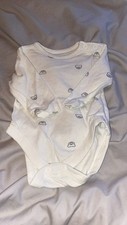 Baby Boy Blue N White Long Sleeve Vest 0-3 Months. Asda