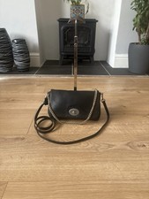 Coach Small Black Leather Turnlock Flap Chain Sling Crossbody Bag