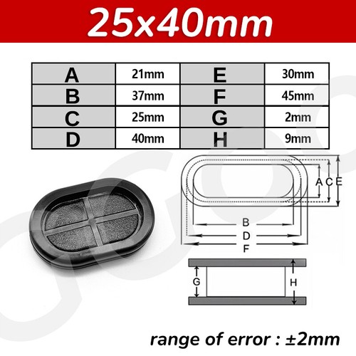 Oval blanking grommets black - oval,