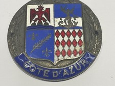 Vintage Enamel Car Badge Cote d'Azur Monaco Nice Monte Carlo France French