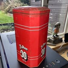 TYPHOO TEA OO Octagonal Metal Tin Red Tea Caddy 19cm H x 8.5cm diameter 