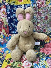 Tesco Golden Brown Bunny Rabbit Soft Toy 15” Plush Happy Easter Pink Nose & Ears