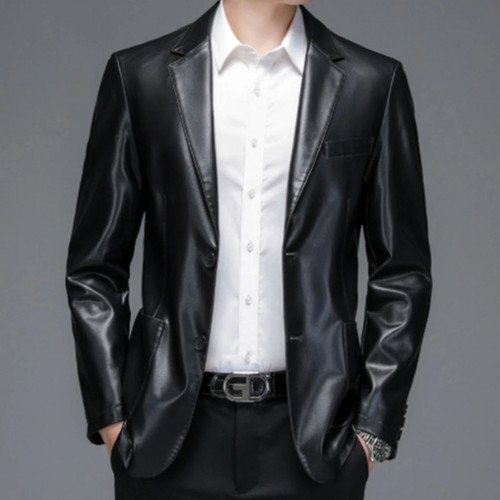 Men leather casual black - men's,