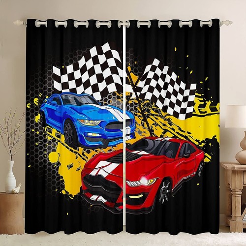 Race sports car curtains black - race, curtains,black