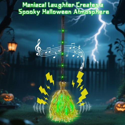 90cm animated witches broom - 90cm,