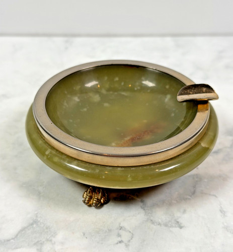 Green onyx brass - ashtray, claw