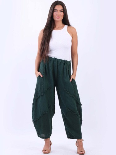 Women linen elastic - linen, waist