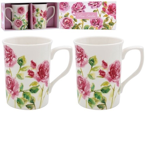 Rose garden pink floral mugs - pink,