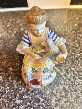 Lady Feeding Sheep Porcelain