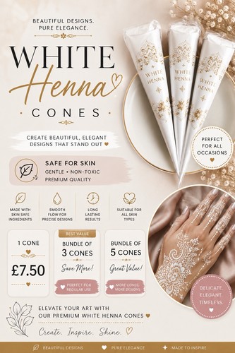 White henna cones temporary - white,