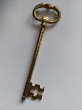 Large Vintage Brass Key Bottle