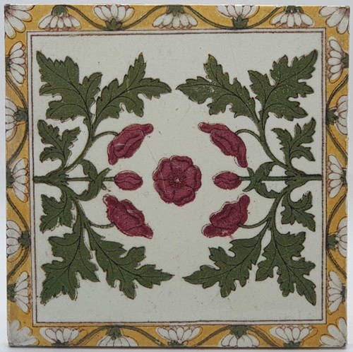 Antique fireplace tile red - antique,