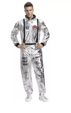 Shiny Metallic Space Suit Astronaut Costume Halloween Cosplay Suit
