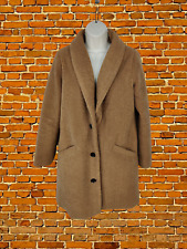 FATFACE COAT SIZE UK 12 TAN BROWN SINGLE BREASTED COLLARED TEDDY JACKET WOMENS