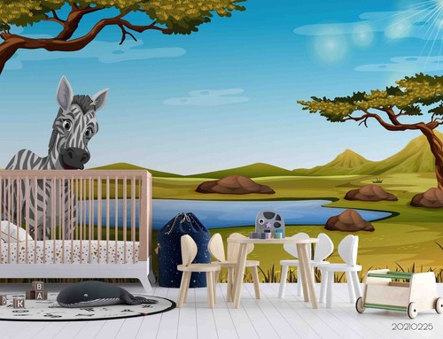 Tree zebra ocean - 3d,