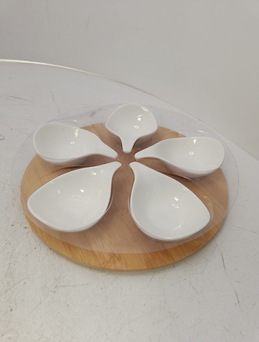 White ceramic petal snack dish - ceramic,