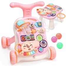CUTE STONE Baby Walker for Girls, 2 in 1 Sit to Stand Learning Walker and