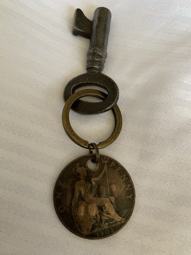 Old penny key ring - with, i