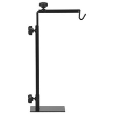 Black Steel Adjustable Reptile Lamp Stand 32x9x67cm with Hook for Enclosures