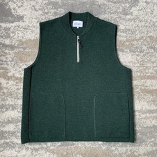 Albam Merino Wool Knit Pullover 1/4 Zip Gilet Vest Jumper Dark Green Pockets XL