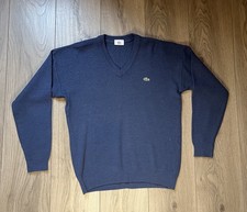 Men’s Vintage Lacoste V-Neck Pullover Jumper Small Size 3 Light Blue